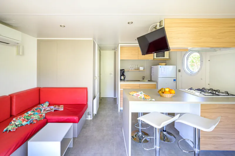 Mobil Home Premium 27 M² 2 Chambres + Terrasse Couverte 9M² + Tv + Clim + Vue Rivière