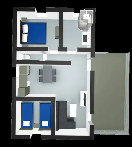 Accommodation - Mobile-Home Premium 30M² (4P-2 Bedrooms), Airco, Tv, Dishwasher,  Bed 160, Plancha, Nespresso - image n°5 - Flower Camping Saint Amand