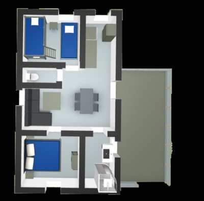 Homeflower Premium 29m² (4p-2bedr.), Airco, TV, dishwasher, bed 160, plancha, Nespresso, terrace XXL