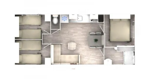 Mietunterkunft - Mobilheim Premium 35M² (6P-3 Zimmer), Klima, Tv, Geschirrspüler, Bett 160, Plancha, Nespresso - image n°7 - Flower Camping Saint Amand