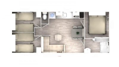 Mobile-home Premium 35m² (6p-3 bedrooms), Airco, TV, dishwasher, bed 160, plancha, Nespresso