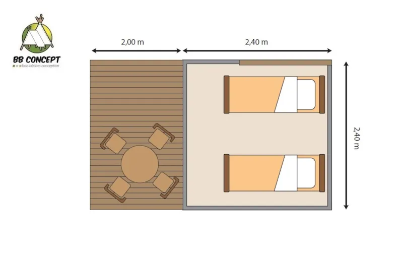 Cyclolodge (2P-1Ch), Sans Sanitaires, Sans Cuisine