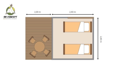 Cyclolodge (2p-1ch), no sanitary facilities, no kitchen