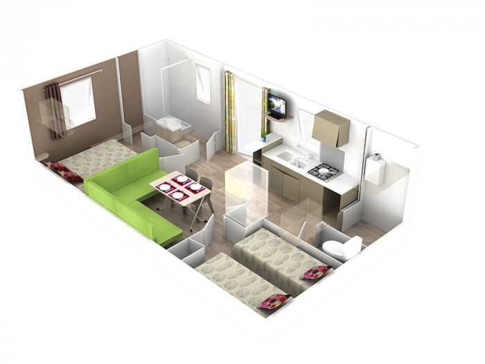 Mobilhome Confort 27M² 2 Chambres, Clim, Tv