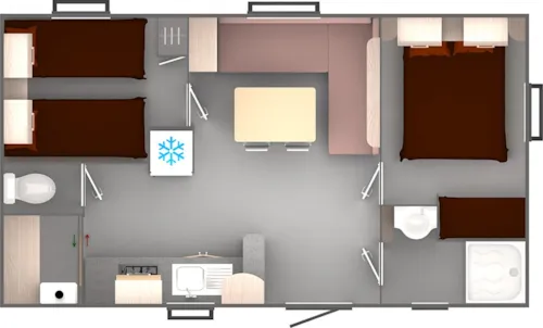 Mietunterkunft - Mobilheim Confort 27M² (4P-2 Zimmer), Klima, Tv - image n°10 - Flower Camping Saint Amand