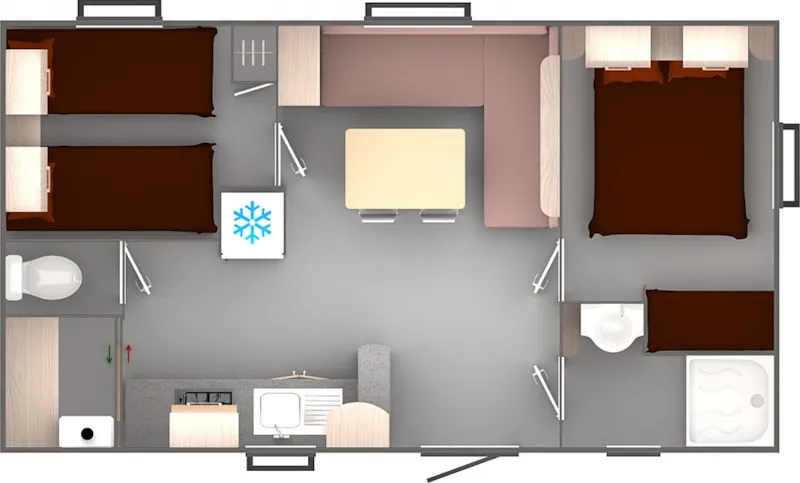 Mobil-Home Confort 27M² (4P-2Ch), Clim, Tv