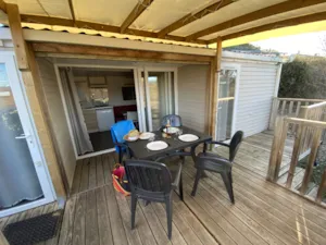 Locatif - Mobilheim Premium Patio 30m² (2p-2 Zimmer), Klima, TV, Geschirrspüler, Bett 160, plancha, Nespresso - Flower Camping Saint Amand