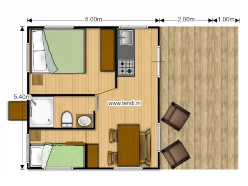 Accommodation - Lodge Confort 35M² (4P-2Ch), With Sanitary Facilities - image n°4 - Flower Camping Saint Amand
