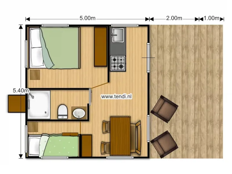 Lodge Confort 35M² (4P-2Ch), Avec Sanitaires