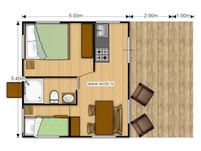 Lodge Confort 35m² (4p-2ch), with sanitary facilities