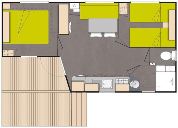 Mobilhome 27M² 2 Chambres + Terrasse Couverte