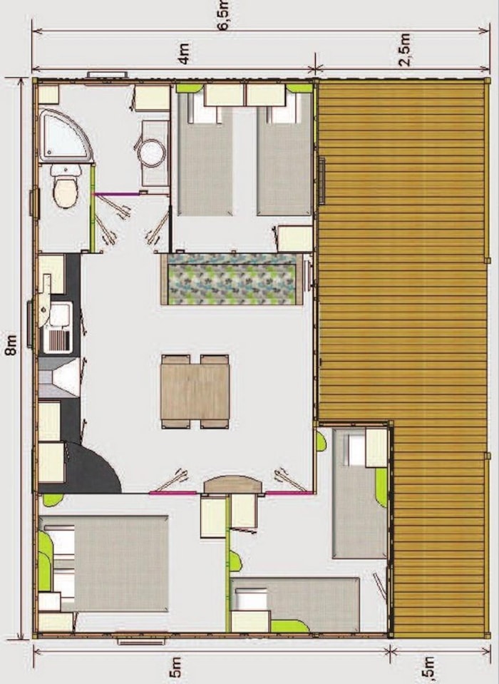 Chalet 35M² 3 Chambres + Terrasse Couverte