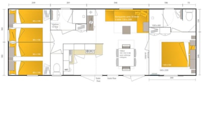 Mobilhome wood 3 bedrooms - 40m² standing