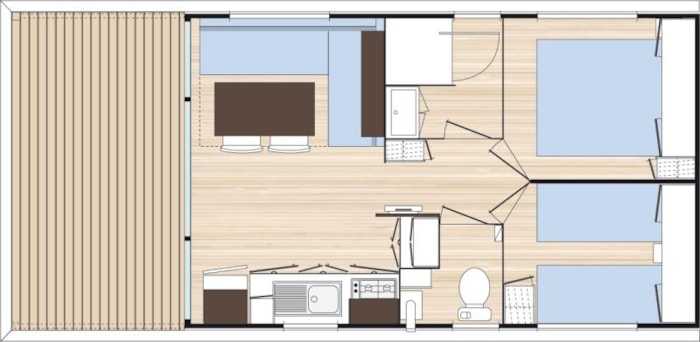 Mobilhome 31M² 2 Chambres + Terrasse Couverte