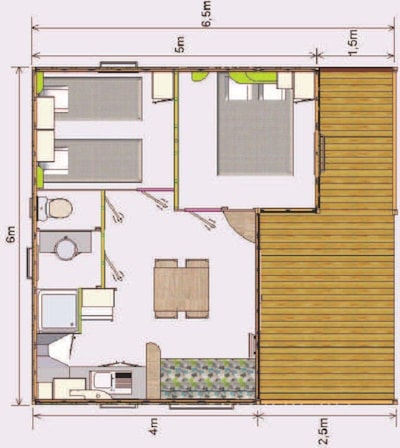 Chalet 26m² 2 Bedrooms + Covered terrace