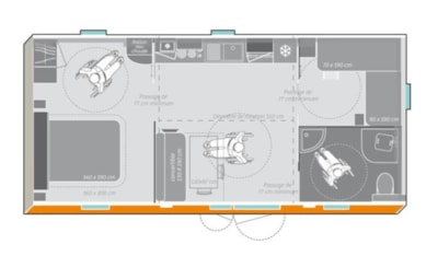 Mobile-home PMR Confort 31m² 2 bedrooms - adapted to the people with reduced mobility + TV
