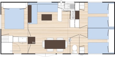 Mobile home Standard 34m² 3 rooms + terrace 18m² + TV + air-conditioning