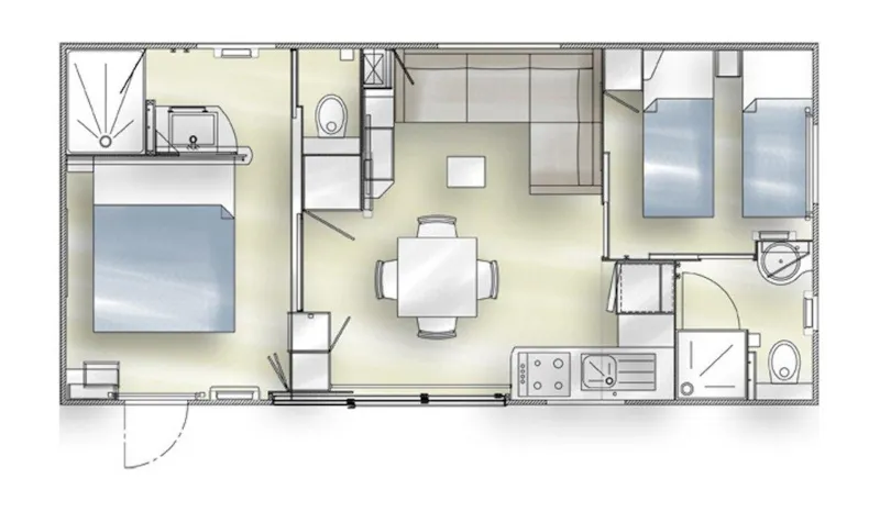 C- Mobil-Home Méditerranée 2 Chambres Climatisé