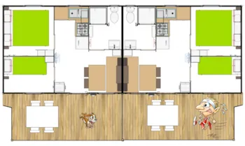Mietunterkunft - Mini Habana Duo Top Presta - 2 Schlafzimmer - 22M² - Clico Chic - Camping Le Moulin du Roch
