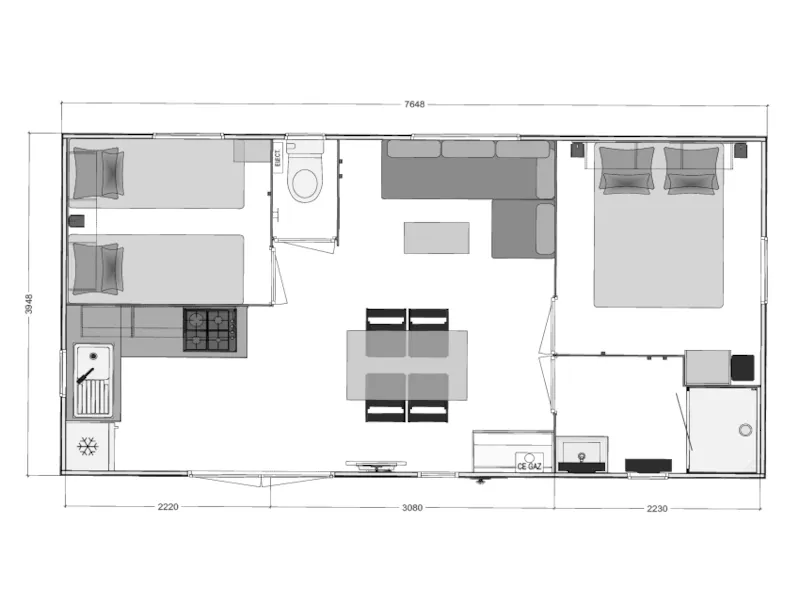 Mobilhome Bahia 2 Chambres 29M²   Terrasse Couverte