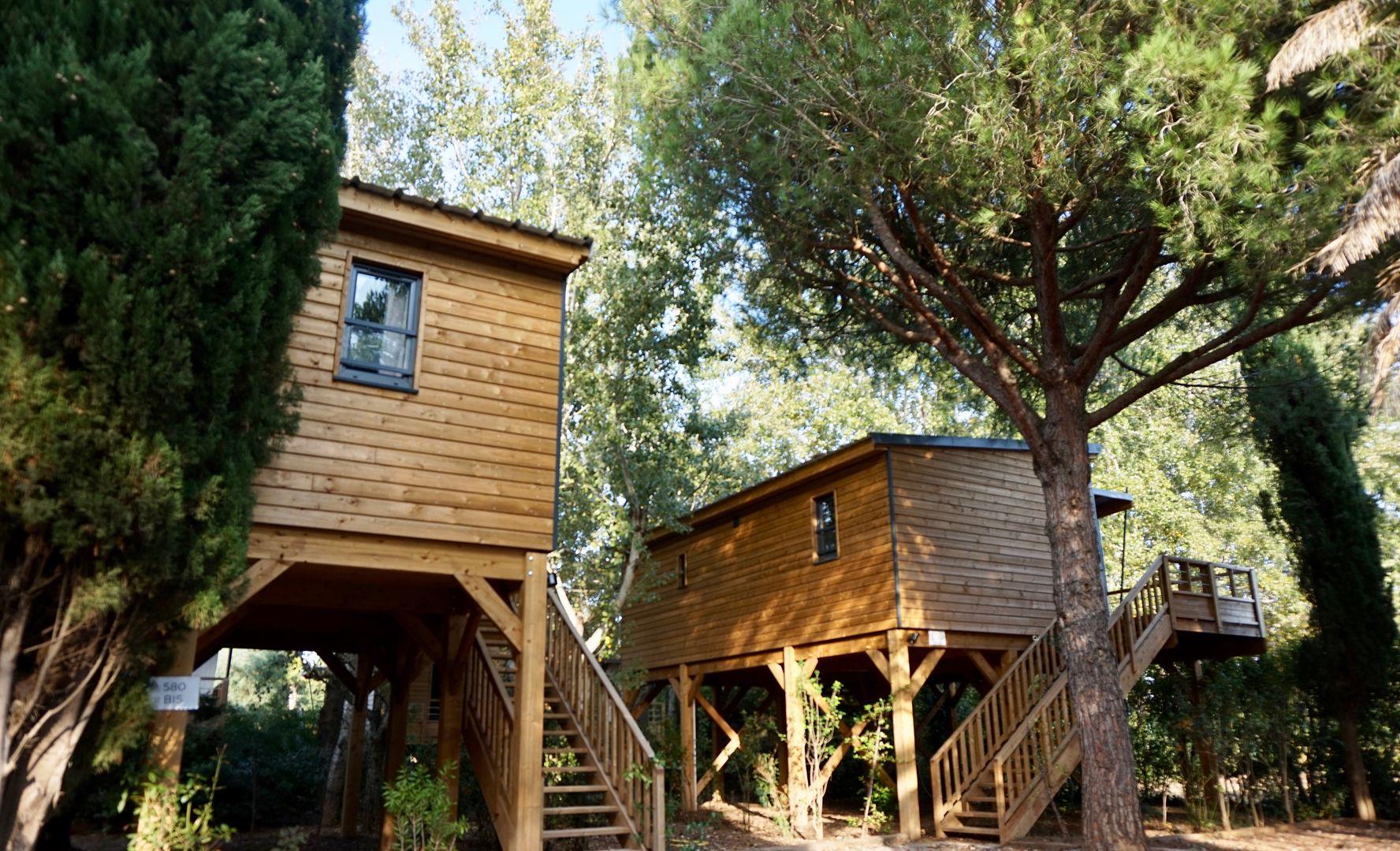 Location - Lodge Kabane 3/6, Terrasse En Bois Couverte, Climatisation, Tv, 1 Voiture (3 Chambres) - Ecolodge L'Étoile d'Argens