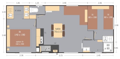 Mobile Home 2 bedrooms 33m²  - Small sea view — 6