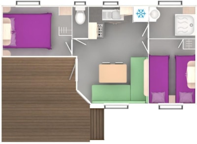 MOBILHOME ARUBA CONFORT 2 BEDROOMS rental per night