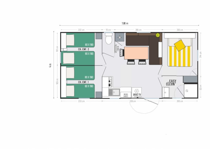 Mobil Home Ciela Confort - 3 Chambres - Vue Bassin