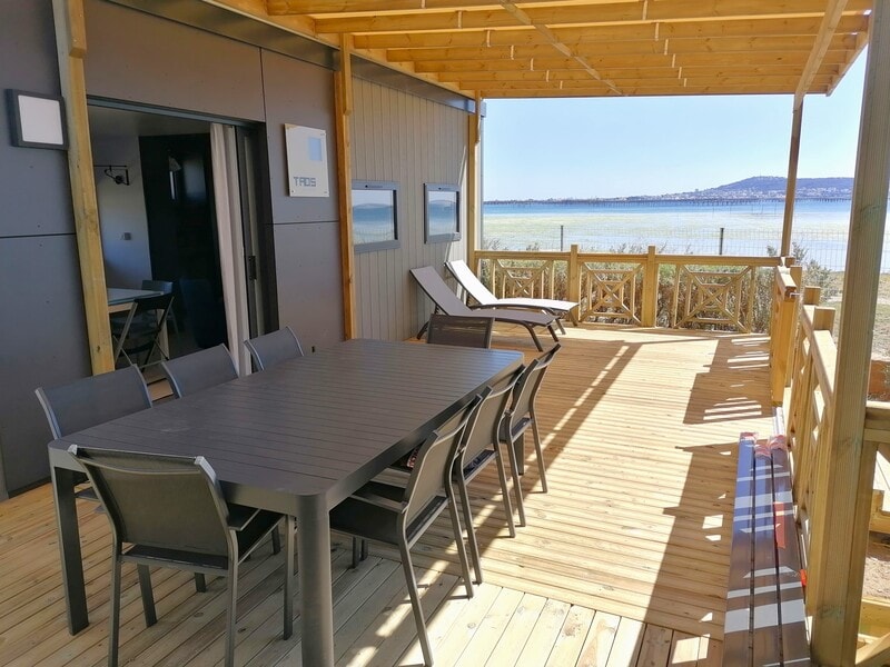 Mobilheim Ciela Exception Tribu SPA – 2 Mobilheime – 3 Schlafzimmer – Bettwäsche, Handtücher und Pla