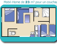 Mobil-home ROLLER Standard 23m2 (2 bedrooms) + terrace with straw hut + fan — 2