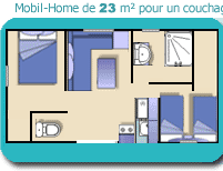 Mobil-Home Roller Standard 23M2 (2 Chambres) + Paillotte