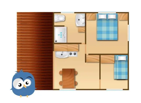 Chalet Nemo Standard 22M² (2 Chambres) + Terrasse Couverte 7M2 + Clim