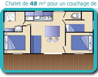 Chalet EPICEA confort 48m2,(3bedroom-6 pers) with covered terrace, air conditioning and wifi for short stay — 2