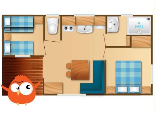 Mobil-Home Mediterranee Confort 26M2 (2 Chambres)+ Terrasse Couverte 6,20M2 - Côté Cévennes+ Clim+Tv