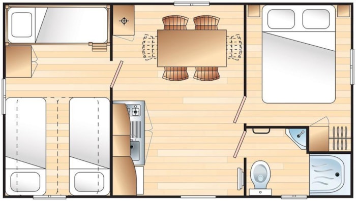 Mobil-Home Domino Confort 28M2 (2 Chambres) + Terrasse Couverte 7M2 + Clim + Tv