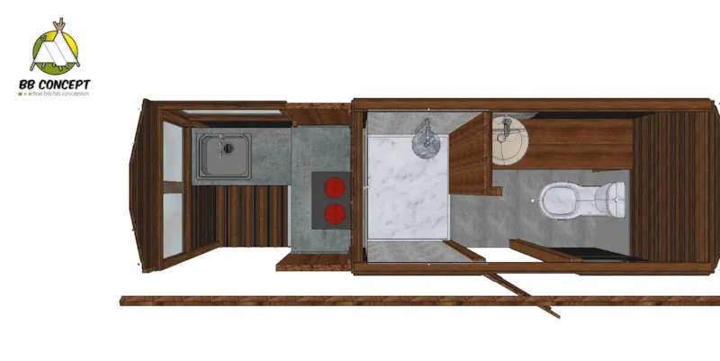 Emplacement Freecamp Avec Sanitaire Privé + Petite Cuisine 2 Feux Gaz Et Frigo + Électricité