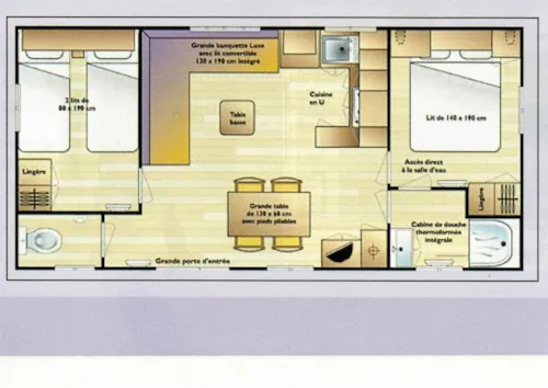 Accommodation - Mobil-Home 5/7 Places. Tv - image n°7 - Camping Coeur d'Ardèche