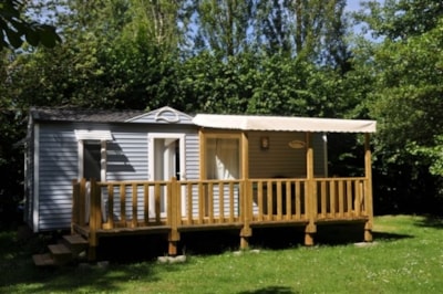 Mobile-home Le Chêne Confort 29m²(2bed-4pers)+semi-covered terrace 15m²+ TV + LV riverside dim