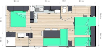 Mobil home  Le Platane (3 bedrooms) - Riverside - Large terrace - TV