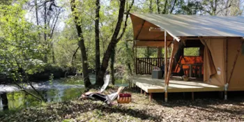 Mietunterkunft - Luxuriöse Zelthütten-Safari Am Fluss 40 M2 - Camping Brantôme Peyrelevade