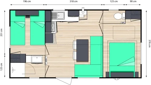 Mobilhome Le Chene Dimanche ( 2 Chambres)Grande Terrasse+ Tv