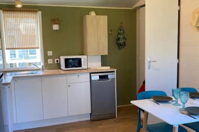 Mobil-home Le Chêne Confort 29m2 (2bed-4p) + semi-covered terrace 15m²+ TV + LV (riverside)