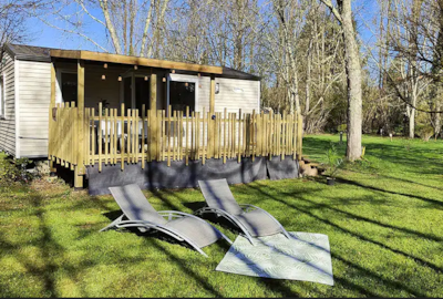 Mobil-home Le Chêne Confort 29m2 (2bed-4p) + semi-covered terrace 15m²+ TV + LV (riverside)