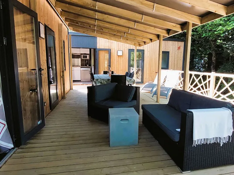 Mobil Home Family Premium 60M² (4Ch-8Pers) + 2Sdb + Terrasse Semi Couverte 44M² + Tv + Lv + Clim