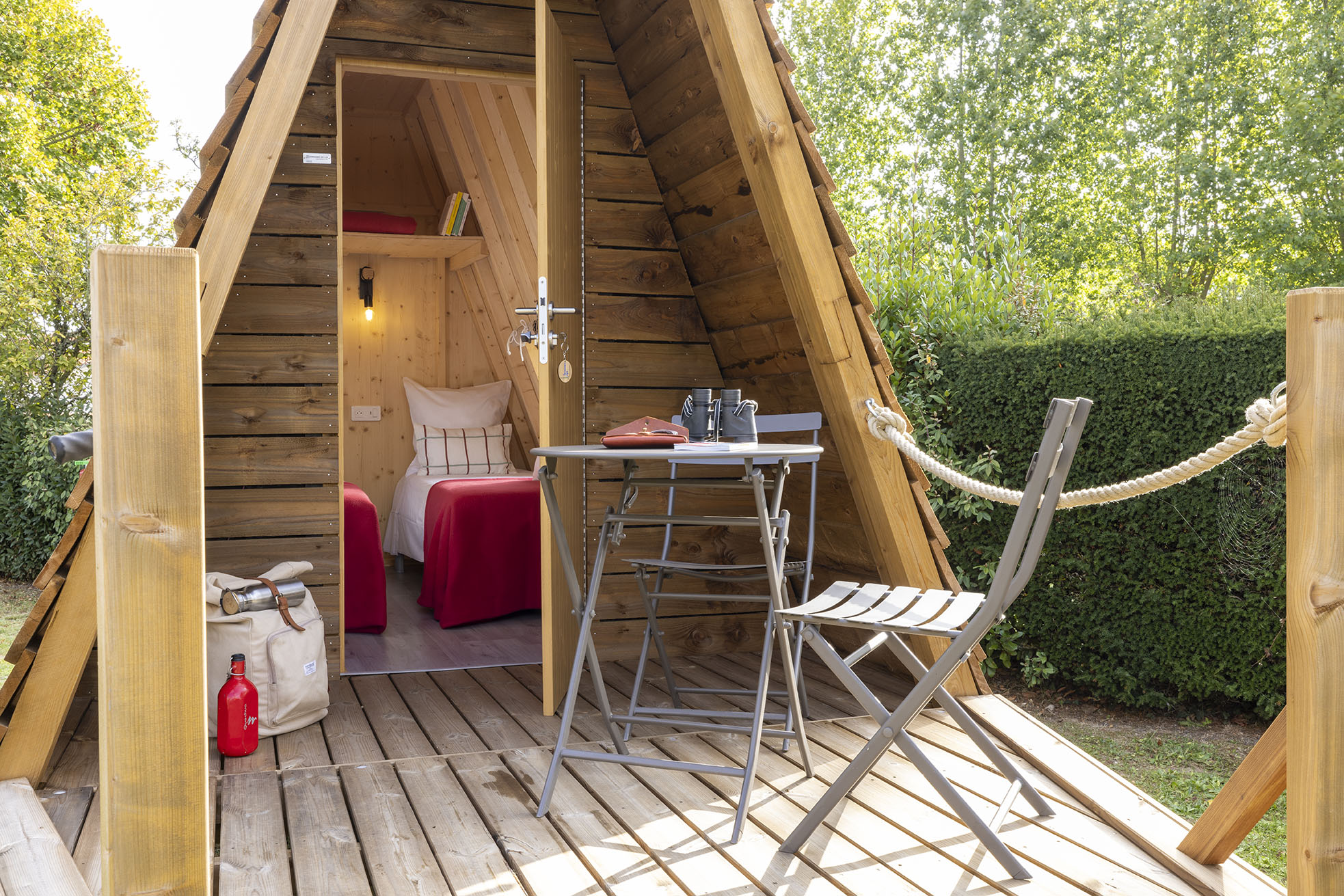 Accommodation - Premium Package : Cabadienne 8M² - 1 Bedrooms + Fridge + Terrace - Flower Camping La Davière Plage