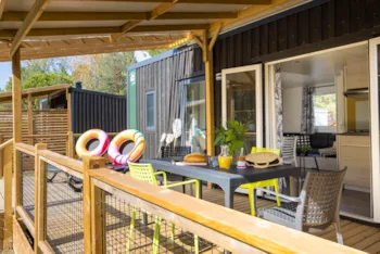 Mietunterkunft - Homeflower Premium 29M² (2 Bedrooms) + Television + Dishwasher + Sheltered Terrace + Pedestrian Zone - Flower Camping La Davière Plage