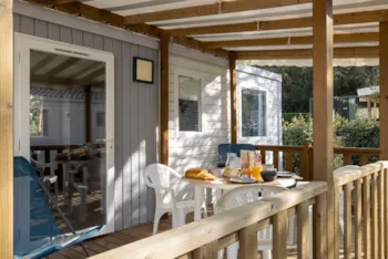 Mietunterkunft - Mobilheim Confort 30M² - 2 Schlafzimmer + Überdachte Terrasse + Tv - Flower Camping La Davière Plage