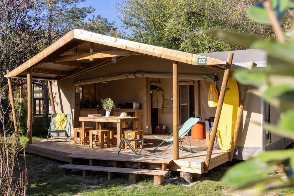 Location - Cabane Cotton Confort 32M² - 3 Chambres + Terrasse Couverte + Quartier Piéton - Flower Camping La Davière Plage