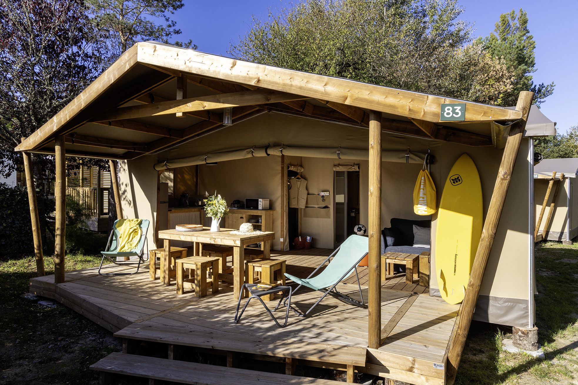Location - Cabane Cotton Confort 32M² -  2Chambres + Terrasse Couverte + Quartier Piéton - Camping La Davière Plage