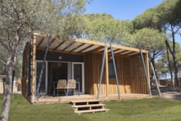 Alojamiento - Chalet Cannelle Premium 26.5M² 2 Habitaciones + Tv + Terraza Cubierta + Aire Acondicionado - Flower Camping La Davière Plage